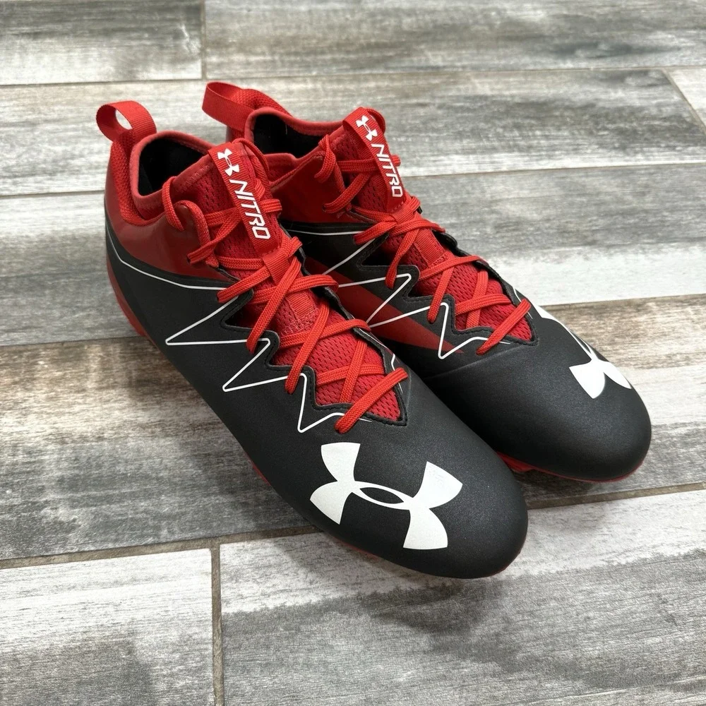 Under Armour‎ Nitro Mid SMS Sample Red Football Cleats 1269717-061 Sz 13 New